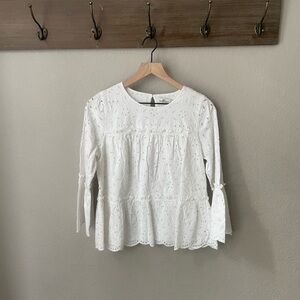 Vineyard Vines White Eyelet 3/4 Sleeve Shirt